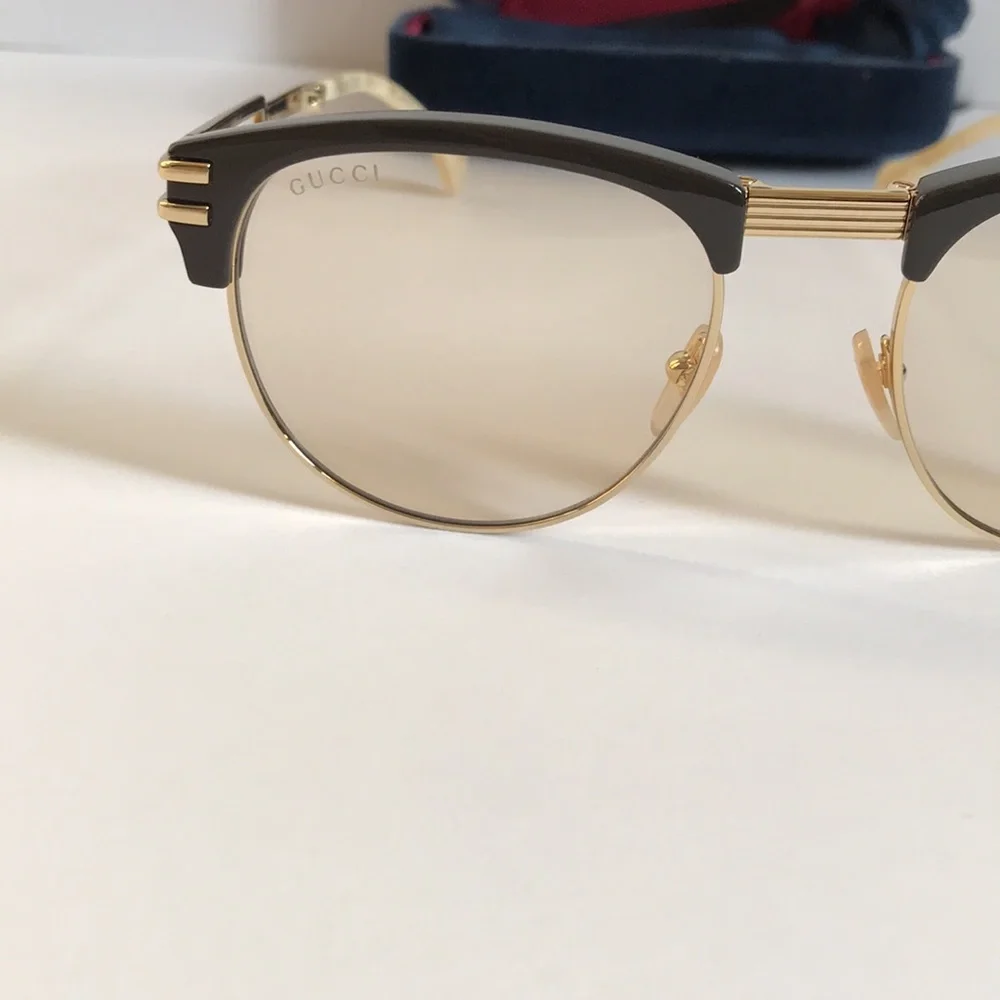 New Authentic Gucci Men's Brown and Gold  GG1107S Square Sunglasses